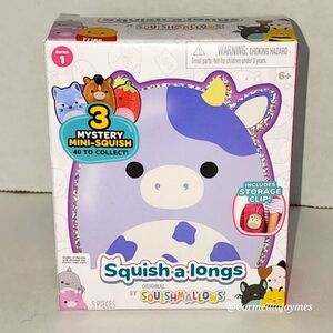 BUBBA 🐮 Squishmallow Storage Clip w Mystery Squishalong Ring & Accessory ☆ NWT